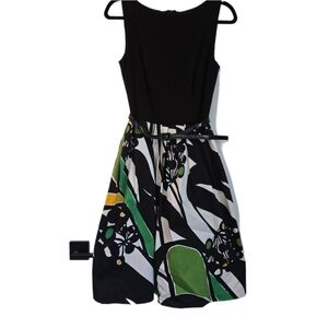 DAVID MEISTER Black Floral Sleeveless Fit & Flare Mini Dress Size 8